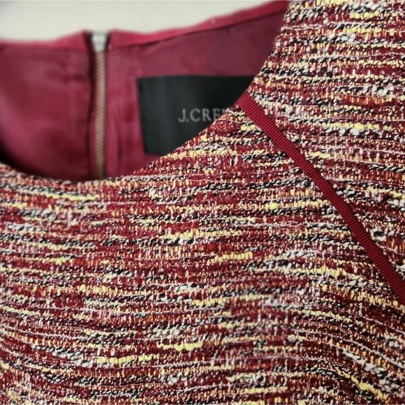 J. CREW | Checkered flutter dress tweed maroon red sz 16 - Picture 6 of 9